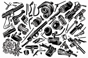 Hand turning into gun tattoo idea