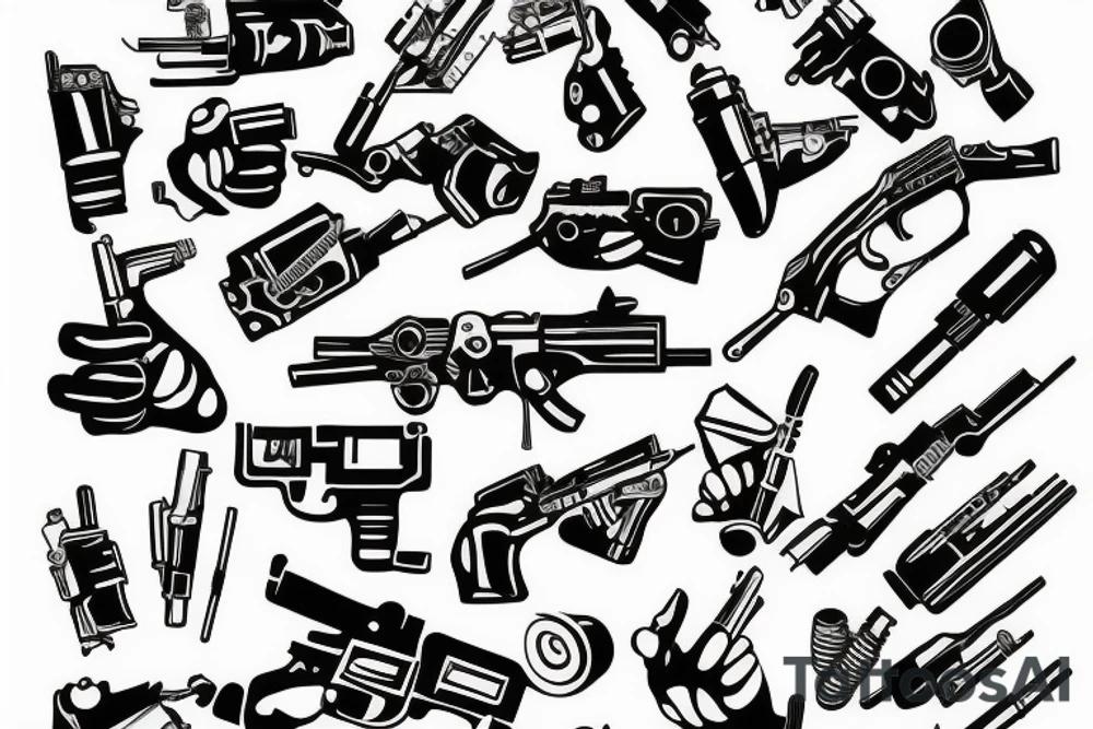 Gun fingers tattoo idea