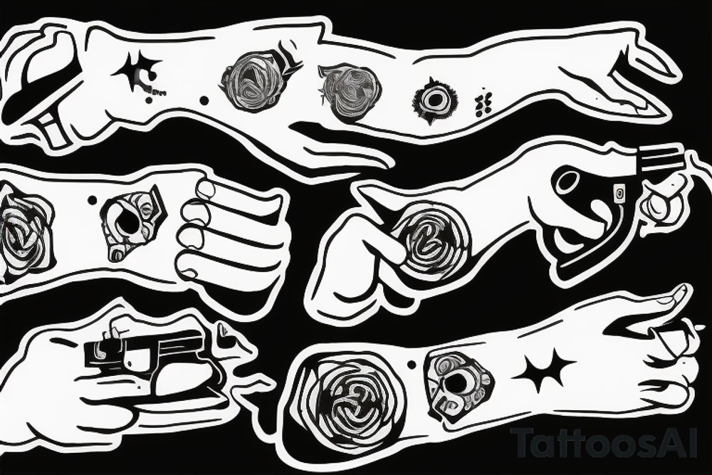 Gun fingers tattoo idea
