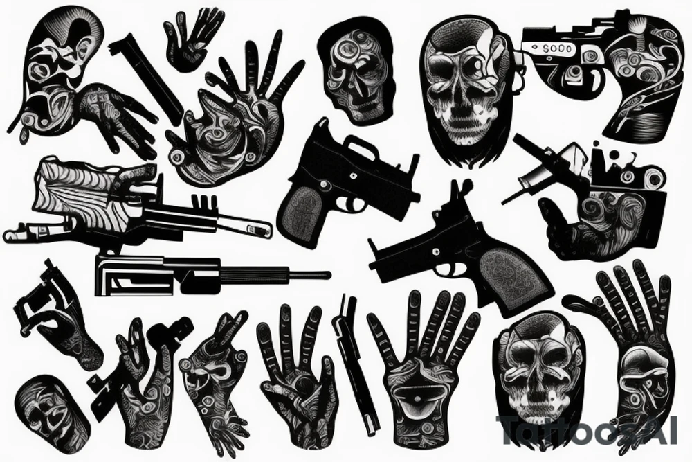 Gun fingers tattoo idea