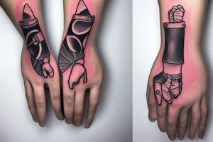Hand with gun fingers tattoo idea