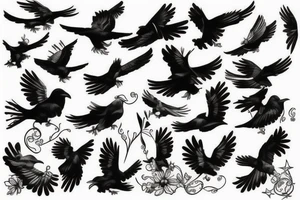 Flying crow tattoo idea
