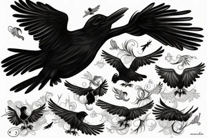 Flying crow tattoo idea