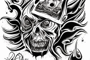 A tatto that shows a devil face being cracked in the middle by human hands tattoo idea
