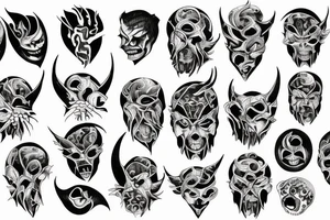 A tatto that shows a devil face being cracked in the middle by human hands tattoo idea