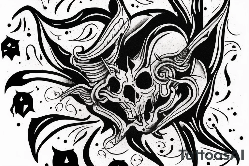 A tatto in the arm that shows a devil face being cracked in the middle by human hands tattoo idea