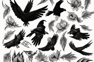 Flying crow sketch style tattoo tattoo idea