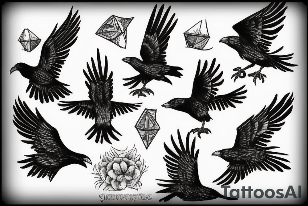 Flying crow sketch style tattoo tattoo idea