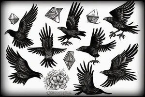 Flying crow sketch style tattoo tattoo idea