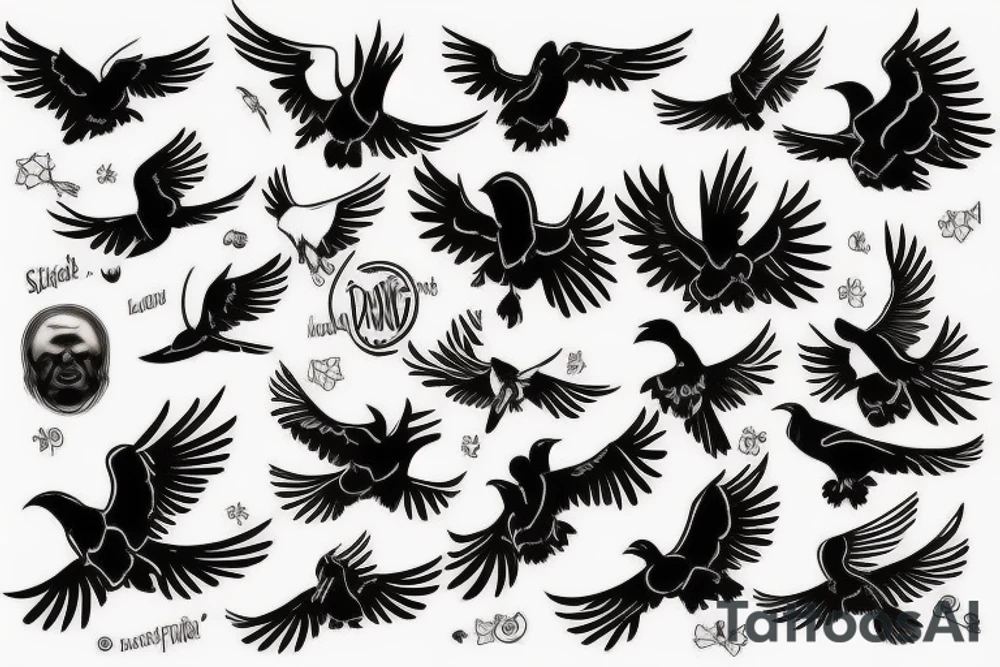 Flying crow sketch style tattoo tattoo idea