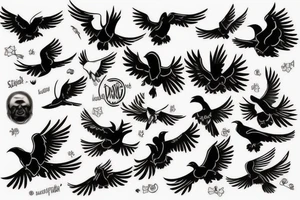 Flying crow sketch style tattoo tattoo idea