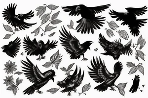 Flying crow sketch style tattoo tattoo idea