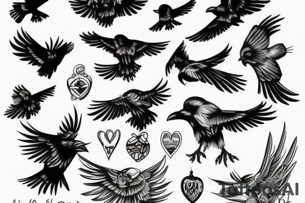 Flying crow sketch style tattoo tattoo idea