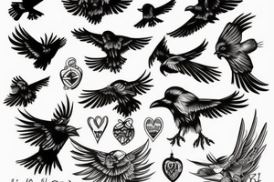Flying crow sketch style tattoo tattoo idea