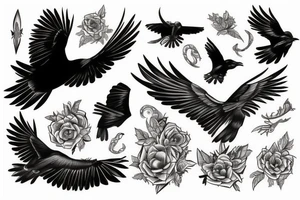Flying crow sketch style tattoo tattoo idea