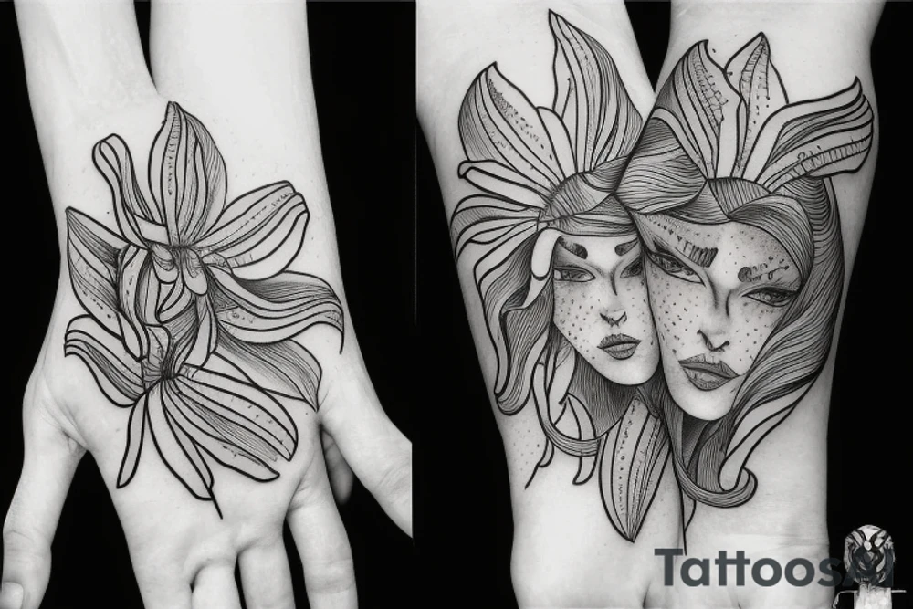 Tiger lily sketch tattoo idea