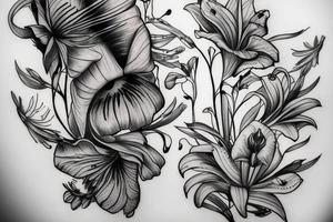 Tiger lily sketch tattoo idea