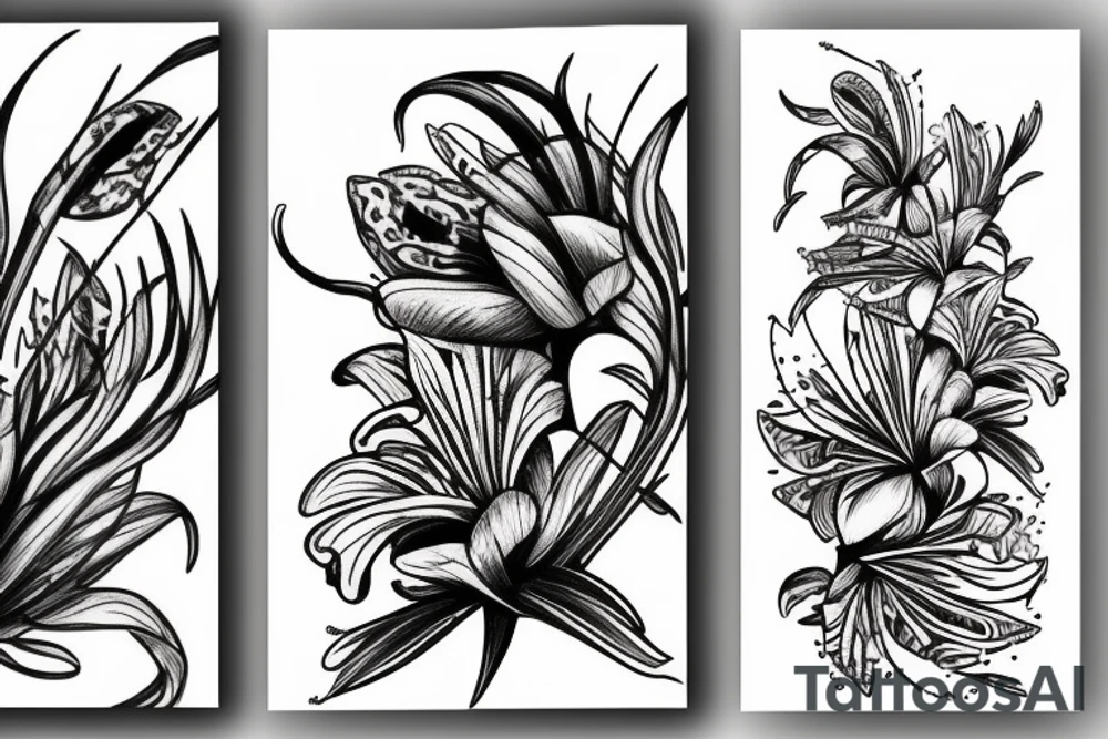 Tiger lily sketch tattoo idea