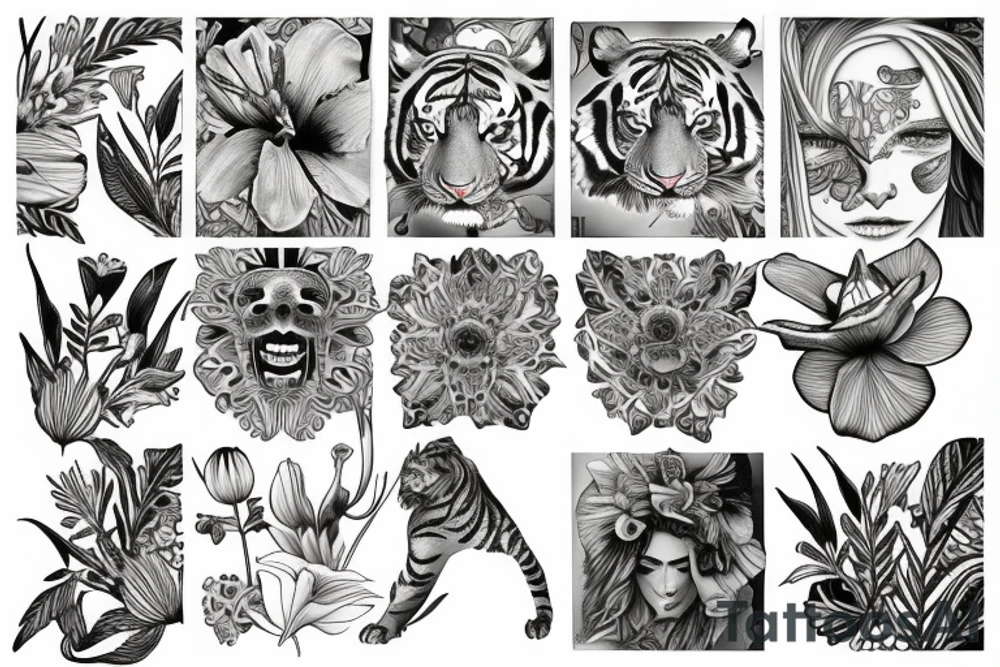 Sketch of a tiger lily tattoo idea