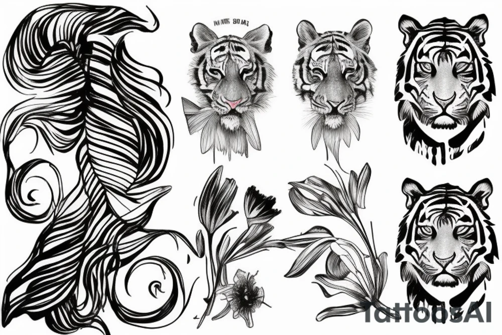 Tiger lily sketch tattoo idea