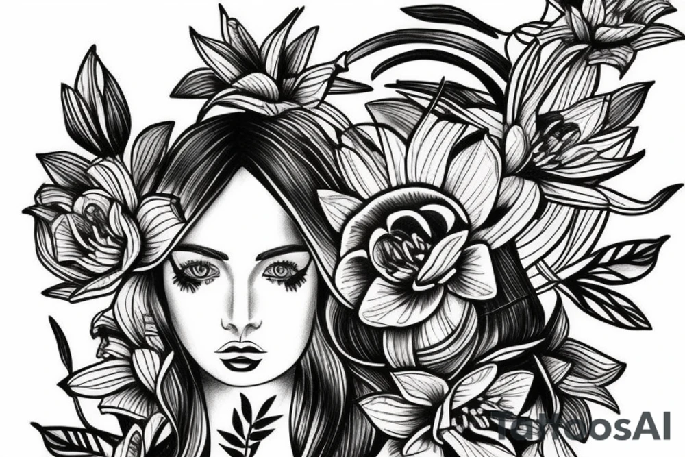 Tiger lily sketch tattoo idea