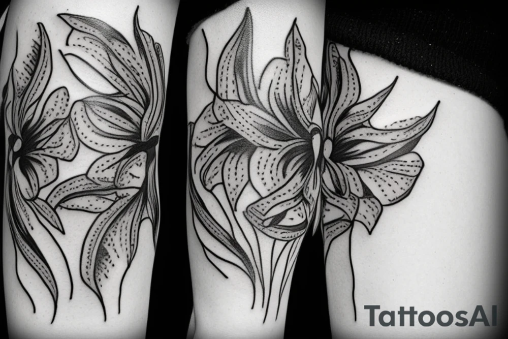 Tiger lily sketch tattoo idea