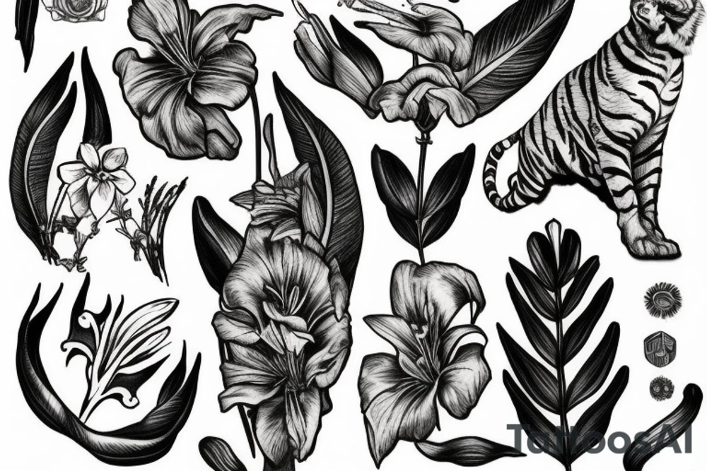 Tiger lily sketch tattoo tattoo idea