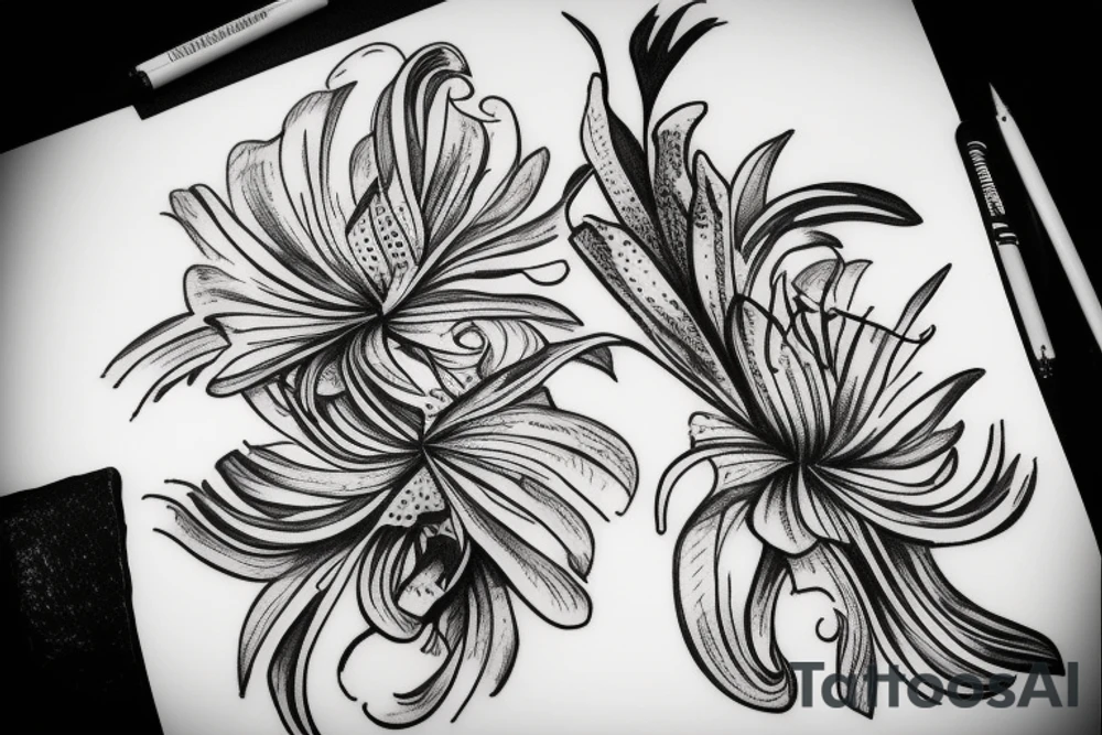 Tiger lily sketch tattoo tattoo idea