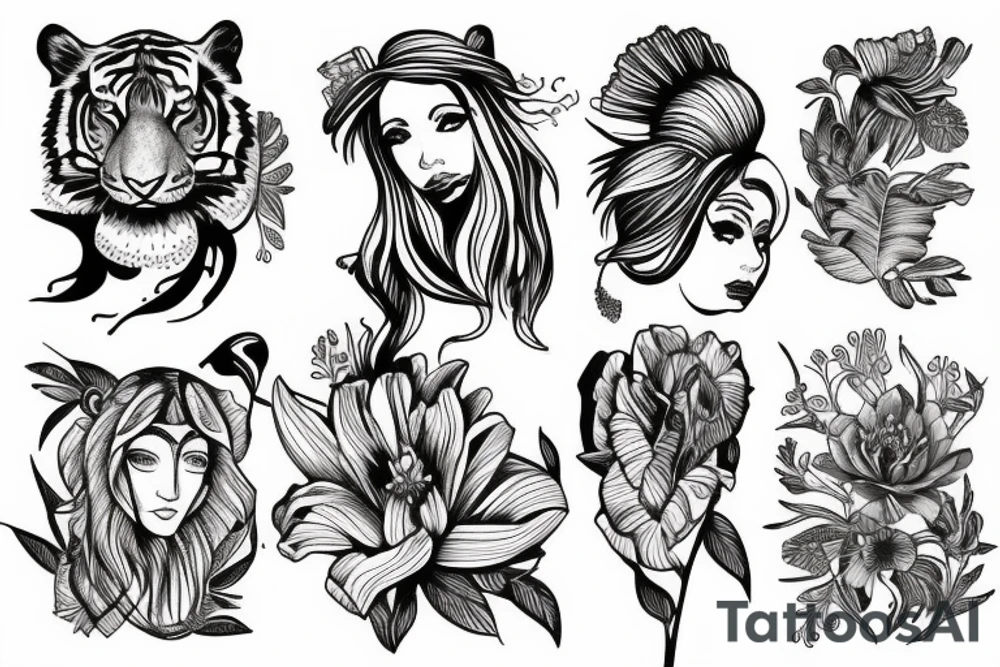 Tiger lily sketch tattoo tattoo idea