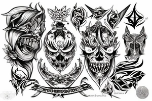 Uma tatuagem feita no braco mostrando um demonio do velho oeste cego de um olho tattoo idea