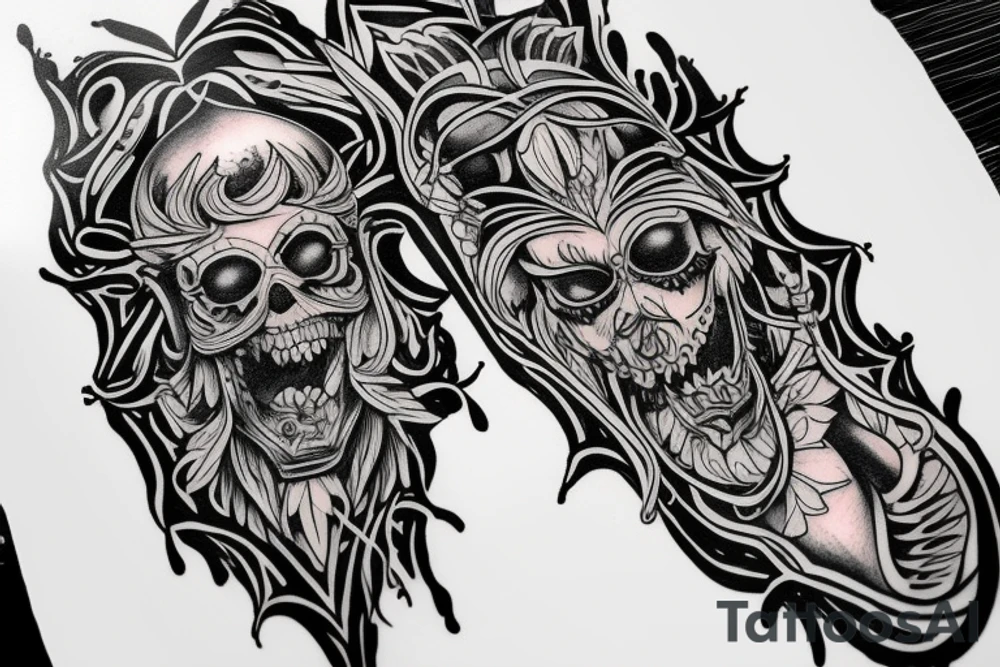 Uma tatuagem feita no braco mostrando um demonio do velho oeste cego de um olho tattoo idea