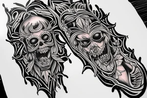 Uma tatuagem feita no braco mostrando um demonio do velho oeste cego de um olho tattoo idea