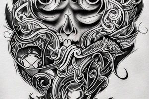 Uma tatuagem feita no braco mostrando um demonio do velho oeste cego de um olho tattoo idea