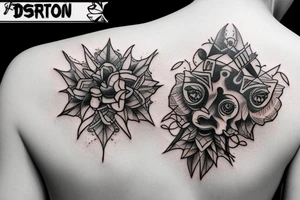 Uma tatuagem feita no braco mostrando um demonio do velho oeste cego de um olho tattoo idea
