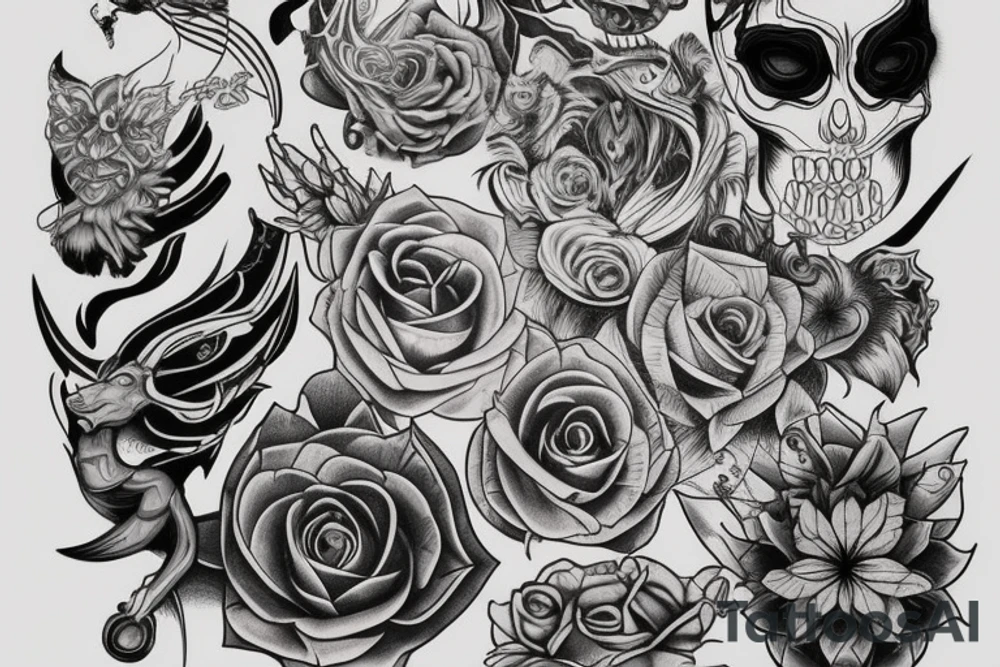 Uma tatuagem feita no braco mostrando um demonio do velho oeste cego de um olho tattoo idea