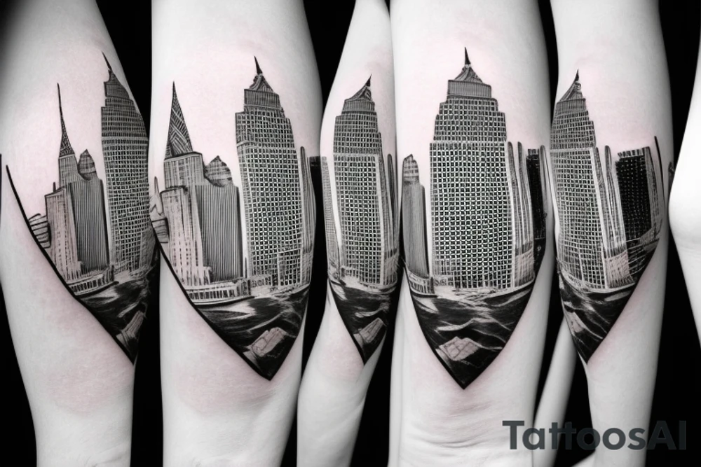 Wall Street bull with New York in the background tattoo idea