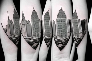 Wall Street bull with New York in the background tattoo idea