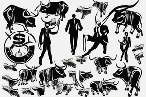 Wall Street with a kicking bull tattoo idea