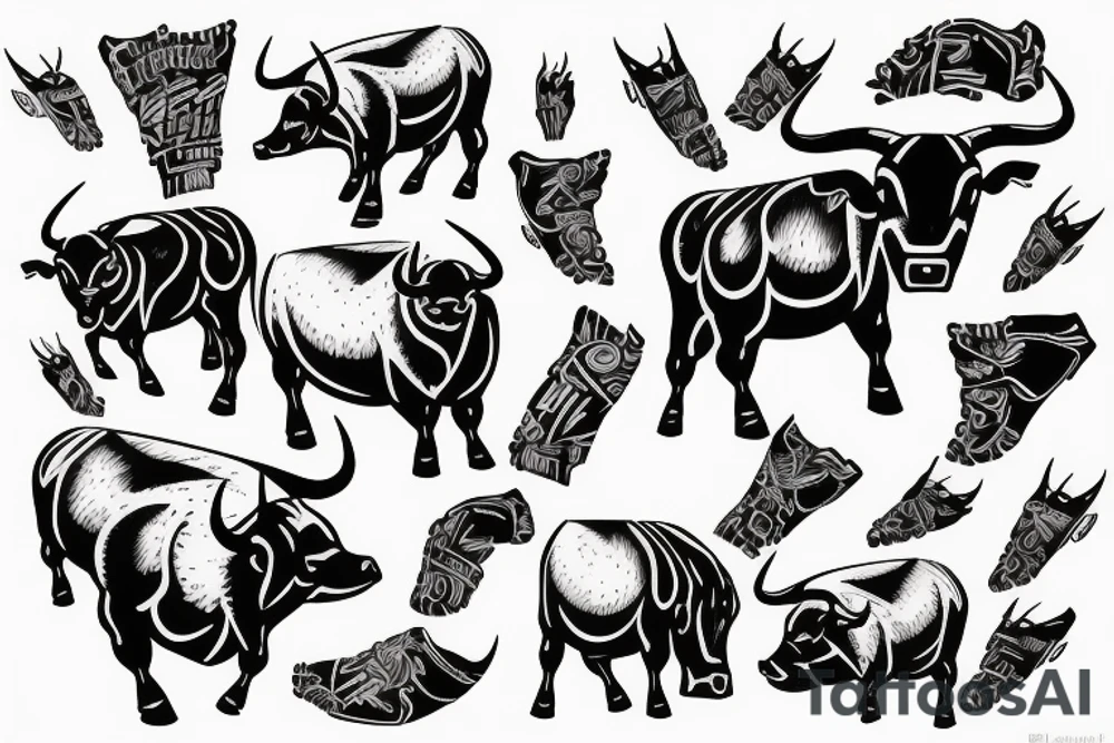 Wall Street with a kicking bull tattoo idea