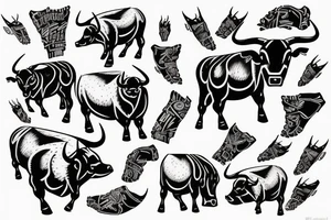 Wall Street with a kicking bull tattoo idea
