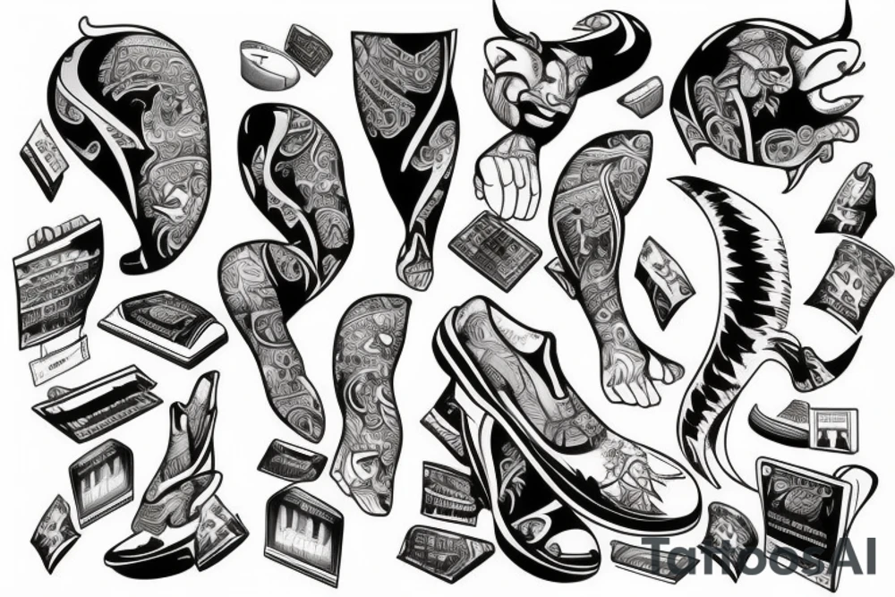 Wall Street with a kicking bull tattoo idea