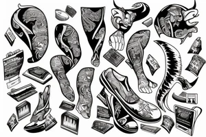Wall Street with a kicking bull tattoo idea