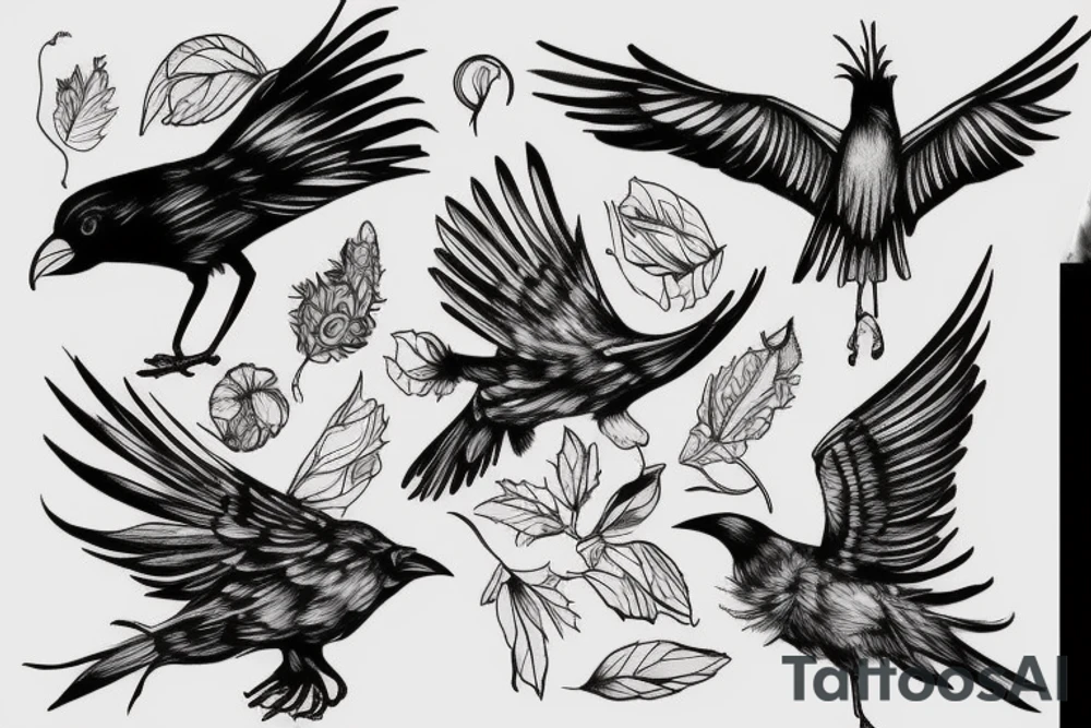 A crow sketch style tattoo tattoo idea