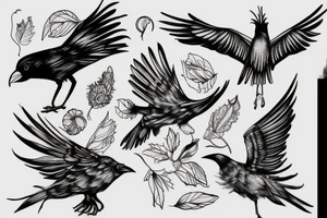 A crow sketch style tattoo tattoo idea