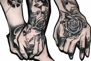 Hand holding a gun sketch style tattoo idea