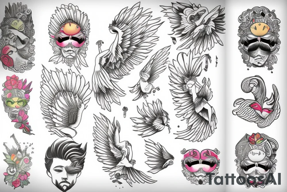 Ailles d'ange avec des taches de couleur tattoo idea