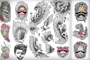 Ailles d'ange avec des taches de couleur tattoo idea