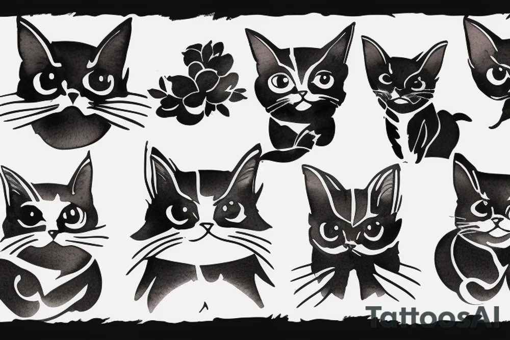 Un chat minimaliste de profil tattoo idea