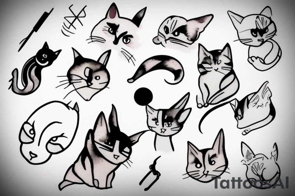 Un chat minimaliste de profil tattoo idea