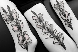 gladiolus flower leg sleeve tattoo idea